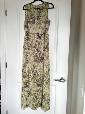 Vintage MADEWELL Maxi Dress Rare Watercolor Floral Garden Botanical Size 12 NWT